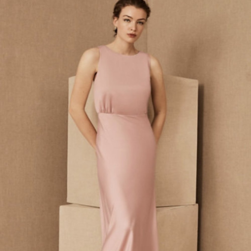 BHLDN Beckett Satin Charmeuse Maxi Dress in Dust R